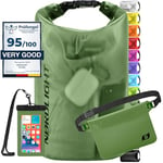 Sac Étanche avec Pochette Étanche Téléphone Et Sac Banane - (20L, Vert Foncé) Sac Étanche IPX8 avec Fermeture À Enroulement | Natation, Bateau, Plage, Stand Up Paddle