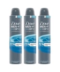 Dove Mens Anti-Perspirant Men+Care Advanced Clean Comfort 72H Protection Deo, 200ml, 3pack - Cream - One Size