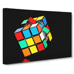 Rubik Cube Modern Canvas Wall Art Print Ready to Hang, Framed Picture for Living Room Bedroom Home Office Décor, 20x14 Inch (50x35 cm)