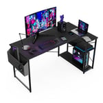 BEXEVUE Bureau d'angle Ordinateur - 100x70 cm Petit Table Forme L Bureau Etagères Rangements, Angle Réversible Gaming Bureau Informatique Gamer pour Etudier Travailler Chambre Domicile Maison