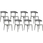 Beliani - Lot 8 Chaises de Salle à Manger Empilables en Plastique Gris Clair Gubbio