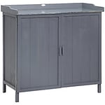 OutSunny Storage Box Fir Wood, Metal 48 (W) x 98 (D) x 96.5 (H) cm Grey