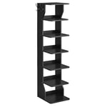 VASAGLE Slim Shoe Rack, Narrow Shoe Storage Organiser, 6-Tier Shoe Stand, for Small Spaces, Hallway, Cloakroom, Black LBS200T16