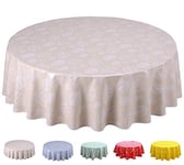 Home Direct Nappe Toile cirée PVC Ronde 160 cm Feuilles Beige