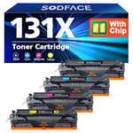 SODFACE 131X 131A CF210X Toner Cartridge Compatible for HP 131X toner 131A CF210X CF211X CF213X CF212X for HP LaserJet Pro 200 Color MFP M276nw M251n M251nw M276n (Black Cyan Yellow Magenta, 4-Pack)