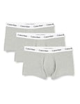 Calvin Klein Boxers Taille Basse Lot de 3 Homme Coton-Élasthanne, Gris (Grey Heather), XS