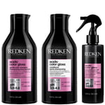 Redken Acidic Color Gloss Sulphate-Free Shampoo and Conditioner 500ml and Heat Protection Leave-in Treatment 190ml Bundle