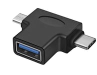 PremiumCord USB 3.0 to USB-C + Micro USB B Female to Male USB 3.0 Type A Female Adapter USB 3.1 Type C Male Black