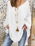 Women'S Shirt Long Sleeve Plus Size Linen Shirt Women White Button Down Shirt Loose Casual Cotton Blouse Womens Tops And Blouses Shirts Blusas-1610_White_S