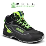 Sparco - Chaussure de travail basse de se'curite' Indy Ranger esd S3S sr lg N.43 noir/vert fluo en mate'riau anti-abrasion re'ge'ne're' spe'cial Nero