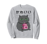 Kawaii Cat Strawberry Milk Cute Retro Japanese Aesthetic Sweatshirt