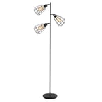 HOMCOM Lampadaire design industriel 3 ampoules max. 40 W abat-jour cage métal noir