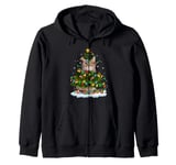 Xmas Lighting Santa Maine Coon Cat Christmas Tree Zip Hoodie