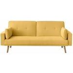 Canapé droit scandinave elga convertible 3 places en tissu - Jaune - Jaune