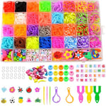 Tuilful Loom Bands Kit 3000+ in 32 Vibrant Colours Loom Bands Friendship Bracelet Kit for Boys and Girls Includes Loom Bands Alphabet Beads S Hooks with Storage Box DIY Craft Gift (3000)