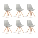 Designetsamaison - Lot de 6 chaises scandinaves grises - Helsinki