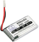 Kompatibelt med Hubsan H107D, 3,7V, 650mAh