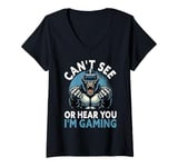 Womens Can't See Or Hear You I'm Gaming VR Gamer Headset Funny V-Neck T-Shirt