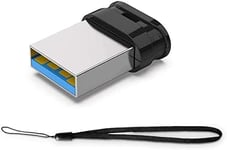 Clé USB 128Go 3.0 Ultra Mini, Vansuny Mini Clef USB 128Go Rapide Mémoire de Stockage Externe Flash Drive à Haute Vitesse pour PC/TV/Autoradio (Noir, Lanière est Inclus)