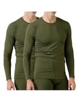 LAPASA Haut Thermique Homme Maillot de Corps à Manches Longues sous-Vêtements Chauds Automne/Hiver M09 Vert Olive (2 Hauts) S