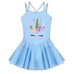 YOOJIA Freebily Kids Girls Sleeveless Ballet Dance Skirt Leotard Camisole Cartoon Tutu Dress Ballerina Dancewear Costume Blue 8