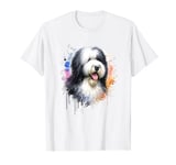 Old English Sheepdog Dog Watercolor Artwork T-Shirt