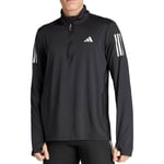 adidas Own The Run Mens Running Top Black Long Sleeve Half Zip Reflective Jersey