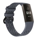 Fitbit Charge 3 Ontto klassinen silikooni muovinen vaihto ranneke metalli soljella, koko S - Harmaa Hopea/Harmaa