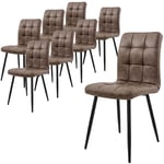 Ml-design - Lot de 8 Chaises de Salle à Manger, Marron, Revêtement Simili Synthétique, Pieds en Métal Noir, Dossier Ergonomique, Design Moderne, pour