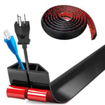 Bocguy Cache Cable Sol, Petit Canal de Câble Flexible, 3.0M x 4cm Goulotte Passe Cable Sol Silicone, Cache Fil Électrique Sol Auto-Adhésif pour Tous Les Câbles (Noir - Côtés Trapézoïdaux)