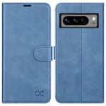 OCASE Coque Google Pixel 8 Pro, Antichoc TPU Housse Pixel 8 Pro Cuir PU Portefeuille Etui [RFID Blocage] [Fentes pour Cartes] [Béquille] Coque pour Pixel 8 Pro (6,7 Pouces) - Bleu Clair