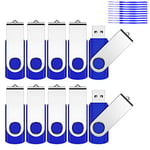 JEVDES 4GB USB Memory Stick 10 Pack USB Stick Flash Drive USB 2.0 Pen Drive Swivel Design Thumb Drive for Data Storage Zip Drive Jump Drive with LED Light (Blue)