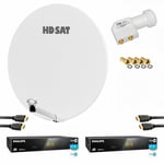 Hdsat - Pack Parabole satellite fibre 85cm avec 2x Récepteurs fransat + lnb single