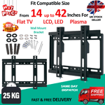 TV WALL BRACKET MOUNT SLIM FOR 14 19 26 30 32 40 42 INCH FLAT 3D LCD LED PLASMA