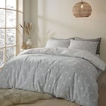 Catherine Lansfield Brushed Spot Reversible Single Duvet Cover Set with Pillowcase Grey