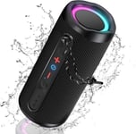 Enceinte Portable Bluetooth 5.3,Enceinte Bluetooth Lumineuse Avec Bass Renforcées,Enceinte Sans Fil Avec Appairage Tws 24H Autonomie,Haut-Parleur Bluetooth Étanche,Enceinte Bluetooth Puissante