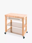 Eddingtons Chilton Large Beech Wood Kitchen Butcher's Trolley, 92.5cm, Natural