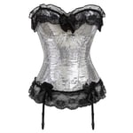 ZXF Bustiers et Corsets Femme Sexy Showgirl Paillettes Overbust Corset Lingerie Coupe Sirène Cosplay Bodyshaper Sliming Carnaval Bustier (Color : Sliver, Size : Small)