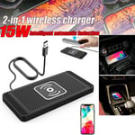 15W Wireless Car Phone Charger Fast Charging Pad Mat iPhone Samsung Universa UK