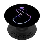 PopSockets K-pop Galaxy Finger Heart Korean Pop Music Fan Lover Korea PopSockets PopGrip - Support et Grip pour Smartphone/Tablette avec un Top Interchangeable