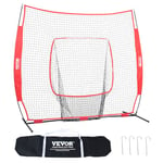 VEVOR 7x7 ft Baseball Softball Practice Net, Portable Baseball Training Net for Hitting Batting Catching Pitching, Backstop Baseball Equipment Training Aids with Carry Bag and Strike Zone