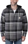 Carhartt Men's Flannel Fleece Lined Hooded Shirt Jacket Black, XL