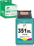 351XL Cartouches d'encre Remanufacturées pour HP Cartouche 351 350 XL DeskJet D4260 D4360 D4280 PhotoSmart C4210 C4270 C4280 C4380 C4385 OfficeJet J5780 J5730 J6410 J5740 Imprimante Couleur