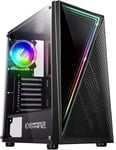 Boîtier PC Gamer Crystal - ARGB Moyenne Tour ATX, Micro ATX et ITX - Façade 3D Effet Miroir - Ventilateurs 1 x 120mm 3 Pins 5 Volts LED RGB Adressable et 1 x 120mm Standard - Noir