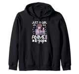 Just a Girl Who Loves Anime and K-Pop Anime Merch Japanese Zip Hoodie