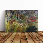 Big Box Art Canvas Print Wall Art Henri Rousseau Surprise | Mounted and Stretched Box Frame Picture | Home Decor for Kitchen, Living, Dining Room, Bedroom, Hallway, Multi-Colour, 30x20 Inch