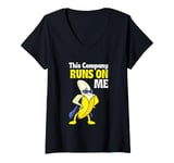 Womens This Company Runs On Me Funny Bossy Banana Work Humor Worker V-Neck T-Shirt