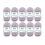 Gründl Cotton Fun fil à tricoter/ fil à crocheter (fil doux en 100% coton, certifié OEKO-TEX, 50 g/115 m, taille d'aiguille : 3-4, 10 pelotes à 50 g), gris clair