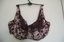 Claret Print Underwired Balcony Non Padded Bra Marks & Spencer Size 32DD BNWT