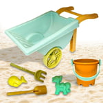 Kids 6 PCs Sandpit Toy Wheelbarrow Shovel Rake Bucket Mold Outdoor Beach Playset